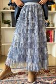 Ramone Marble Mesh Midaxi Skirt Denim